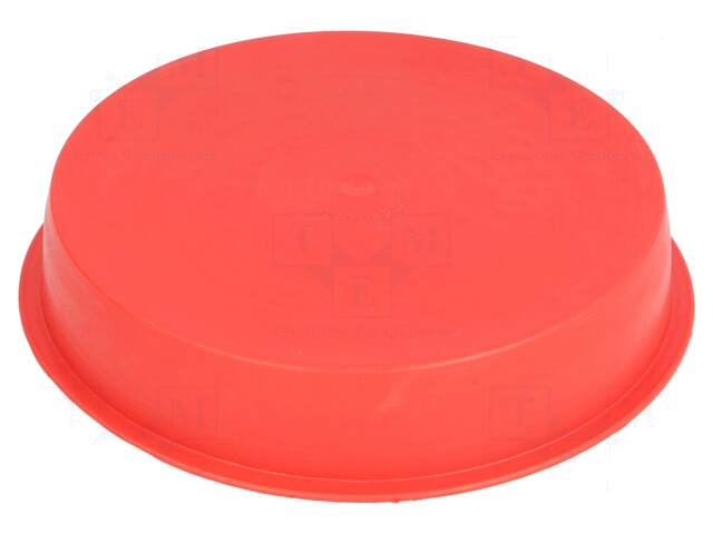 Afdekdopje; Lichaam: rood; Buitendiam: 128mm; H: 25mm; Mat: LDPE Afdekdopje; Lichaam: rood; Buitendiam: 128mm; H: 25mm; Mat: LDPE